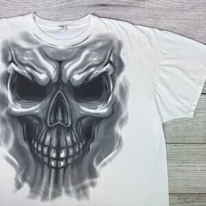 Y2k Flaming Skull Big Logo Graphic T-shirt